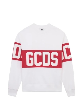 Gcds felpa bianca uomo maxi logo
