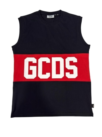 Gcds canotta nera uomo maxi logo