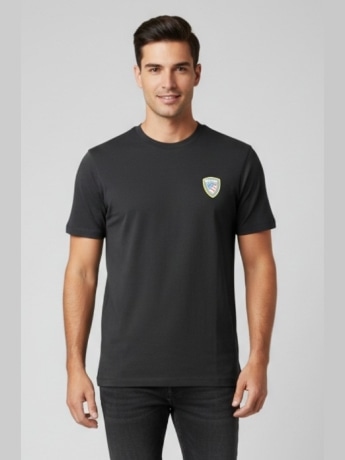 Blauer tshirt nera uomo con logo