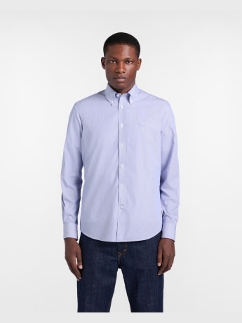 Harmont&blaine camicia blu navy uomo a righe mini logo