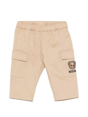 Moschino pantalone beige neonato logo teddy sul lato