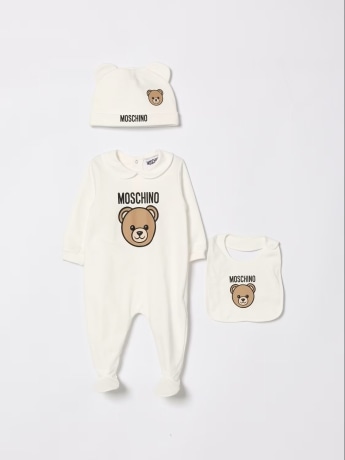 Moschino set bianco neonato logo teddy