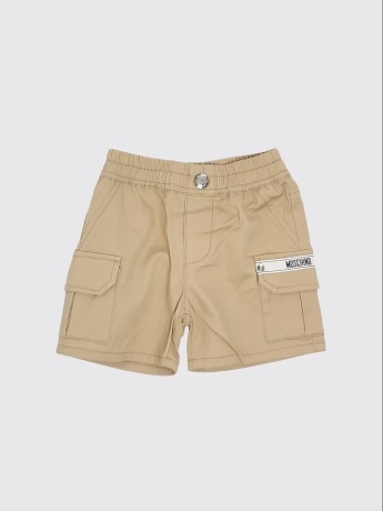 Moschino shorts beige neonato mini logo sul lato