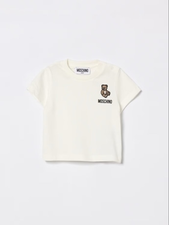 Moschino tshirt bianca neonato logo sul petto