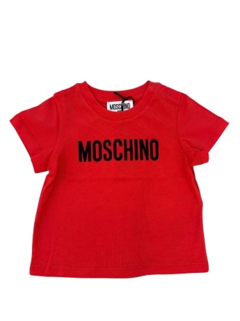 Moschino tshirt rossa neonato logo lettering