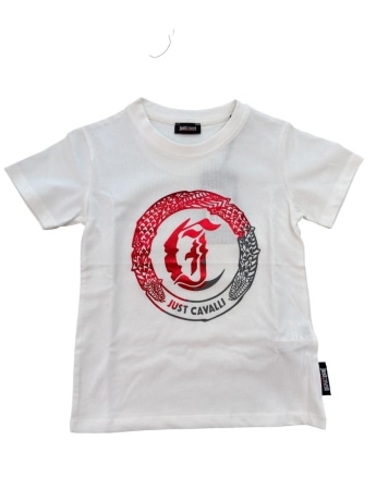 Just Cavalli tshirt bianca bambino maxi logo