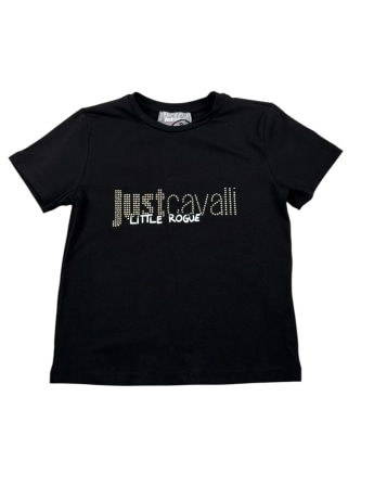 Just Cavalli tshirt nera bambina logo con strass