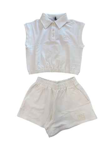 Pinko set bianco bambina logo in rilievo