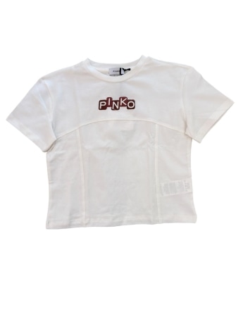 Pinko tshirt bianca bambina logo in rilievo