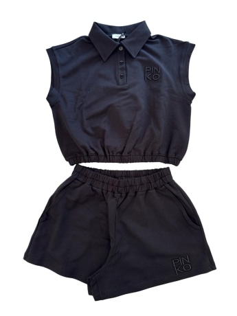 Pinko set nero bambina logo in rilievo
