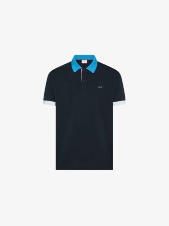 Sun68 polo blu navy uomo multicolor logo sul petto