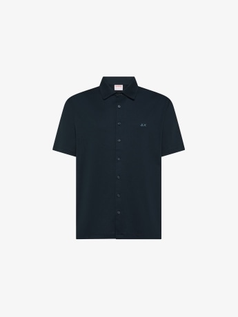Sun68 polo camicia blu navy uomo mini logo