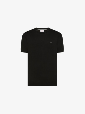 Sun68 tshirt in maglia nera uomo mini logo
