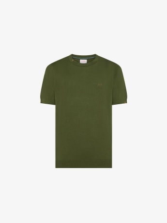 Sun68 tshirt in maglia verde scuro uomo mini logo
