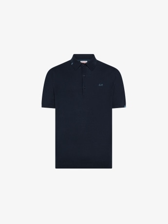 Sun68 polo in maglia blu navy uomo mini logo