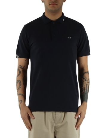 Sun68 polo in maglia nera uomo mini logo