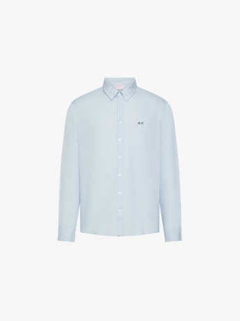 Sun68 camicia celeste uomo mini logo sul petto
