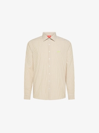 Sun68 camicia beige uomo a righe mini logo fluo