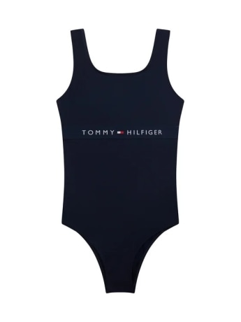 Tommy Hilfiger costume blu navy bambina intero logo lettering
