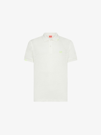 Sun68 polo bianca uomo mini logo fluo