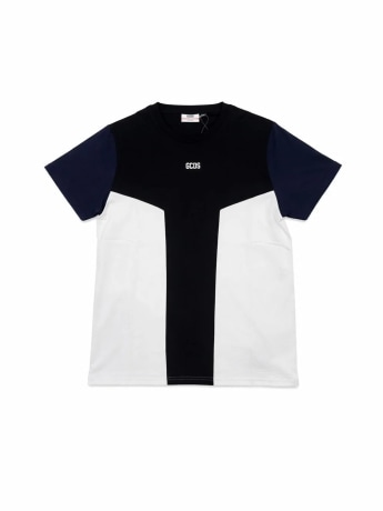 Gcds tshirt nera uomo multicolor mini logo