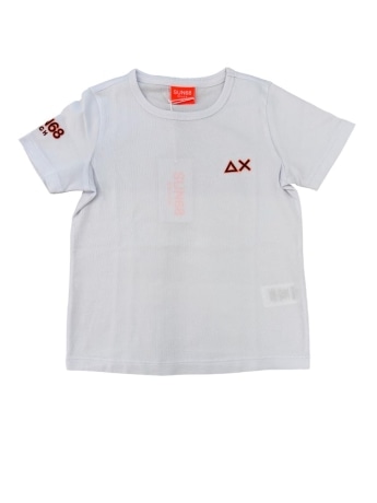 Sun68 tshirt bianca bambino logo fluo