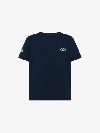 Sun68 tshirt blu navy bambino logo fluo