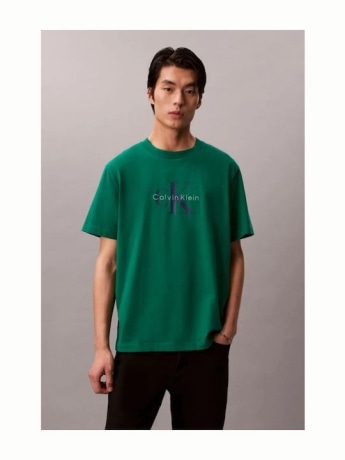 Calvin Klein tshirt verde bosco uomo maxi logo