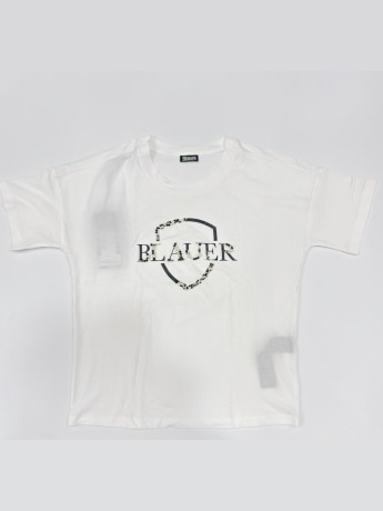 Blauer tshirt bianca donna maxi logo