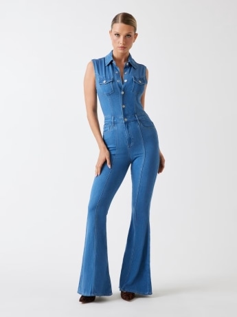 Guess tuta in denim donna intera mini logo
