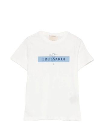 Trussardi tshirt bianca bambino maxi logo