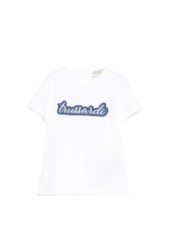 Trussardi tshirt bianca neonata maxi logo
