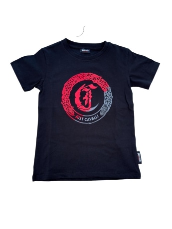 Just Cavalli tshirt nera bambino maxi logo