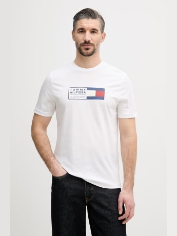 Tommy Hilfiger tshirt bianca uomo maxi logo