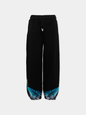 Marcelo Burlon pantalone nero uomo logo sul fondo