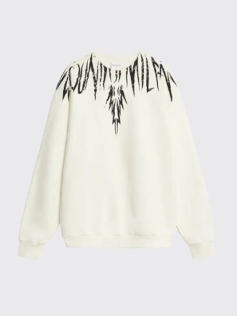 Marcelo Burlon felpa crema uomo maxi logo a contrasto