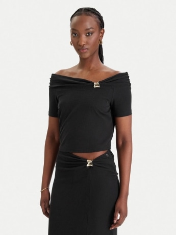 Guess tshirt nera donna mini logo