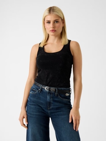Guess tshirt nera donna logo all over