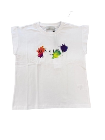 Gaelle tshirt bianca bambina logo multicolor