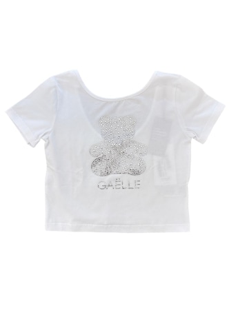Gaelle tshirt bianca bambina maxi logo con strass