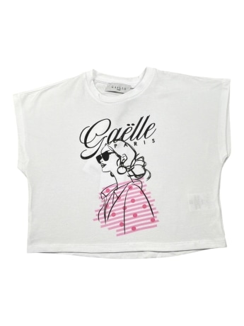 Gaelle tshirt bianco bambina maxi logo