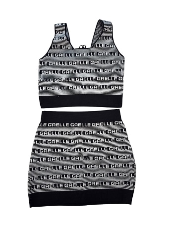 Gaelle set nero bambina logo all over