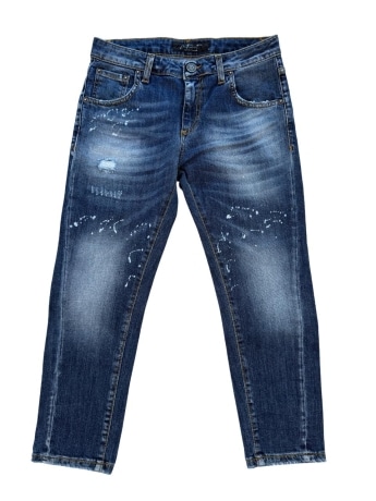 Patriot pantalone in denim scuro bambino patch con logo