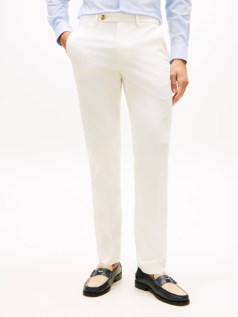 Tommy Hilfiger pantalone ecru uomo mini logo sul retro