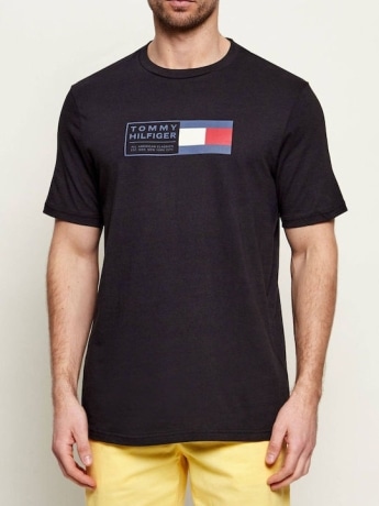 Tommy Hilfiger tshirt nera uomo maxi logo