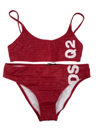 Dsquared2 costume rosso bambina logo all over