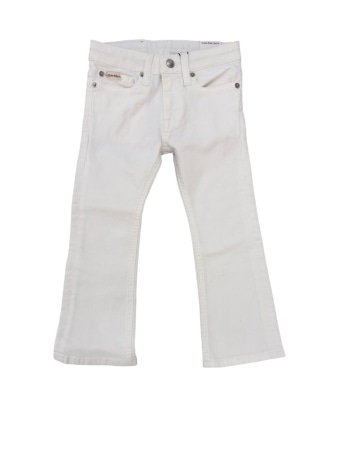 Calvin Klein pantalone in denim bianco bambina con logo