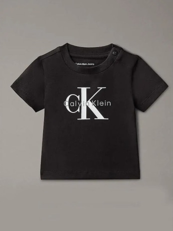Calvin Klein tshirt nera neonato maxi logo