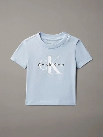 Calvin Klein tshirt celeste neonato maxi logo