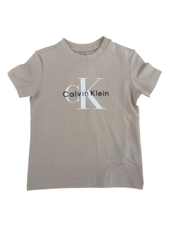 Calvin Klein tshirt beige neonato maxi logo